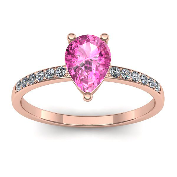 Inel logodna cu safir roz lacrima