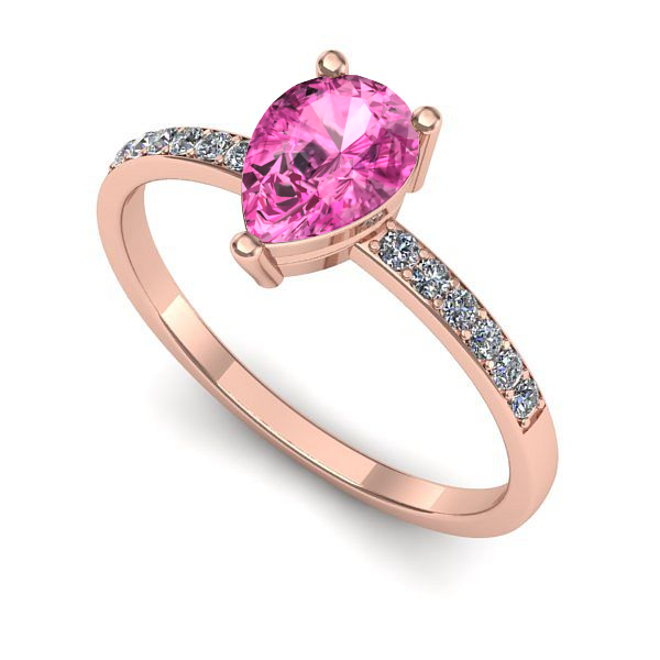 Inel logodna din aur roz cu safir roz