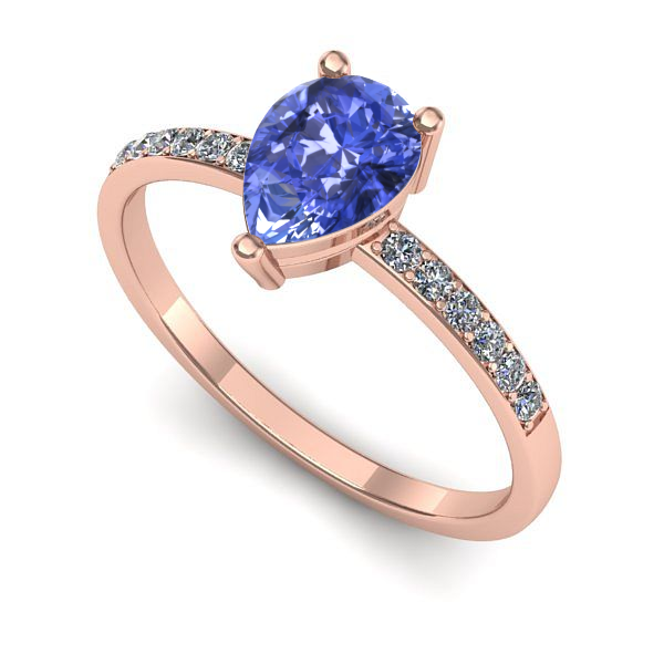 Inel din aur roz cu tanzanit