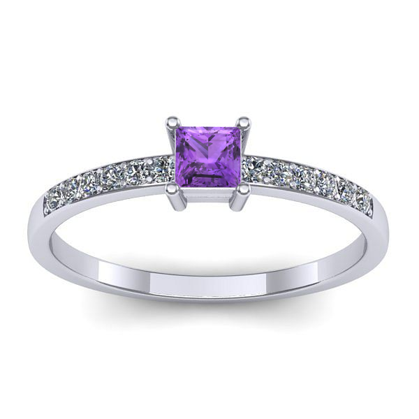 Inel logodna cu ametist patrat