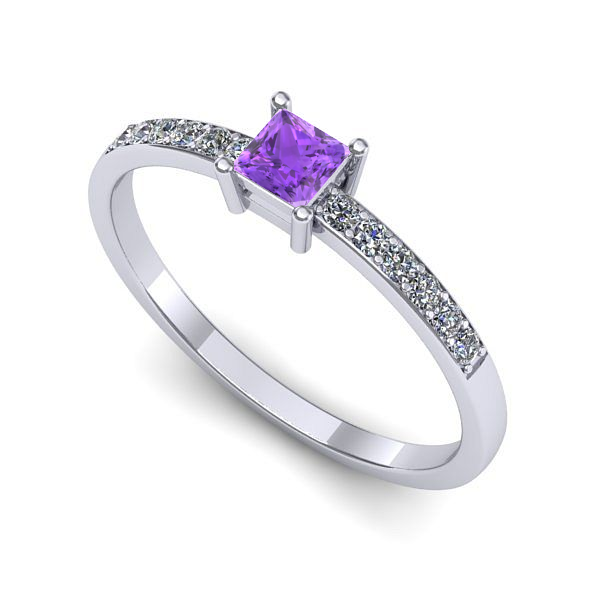 Inel de logodna din aur alb cu ametist