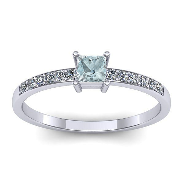 Inel cu aquamarin patrat