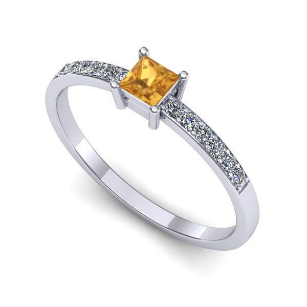 Inel din aur alb cu citrin