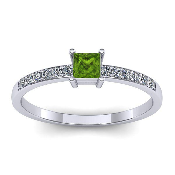 Inel de logodna cu peridot patrat