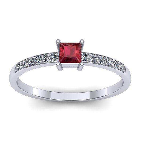 Inel de logodna cu rubin patrat