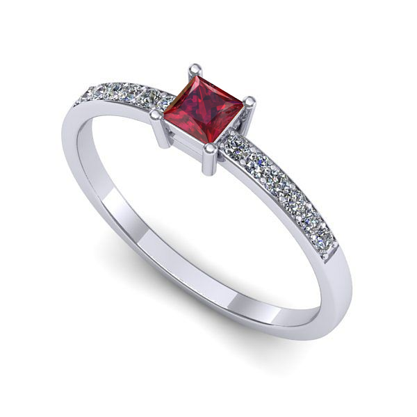 Inel de logodna din aur alb cu rubin