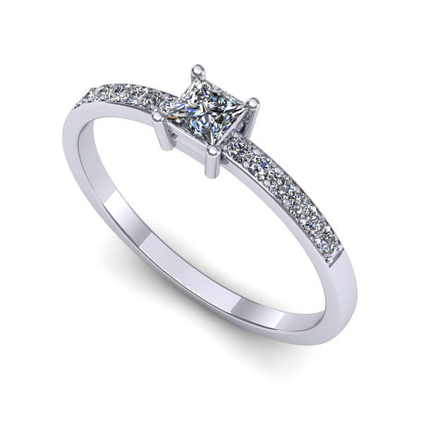 Inel logodna din aur alb cu safir alb