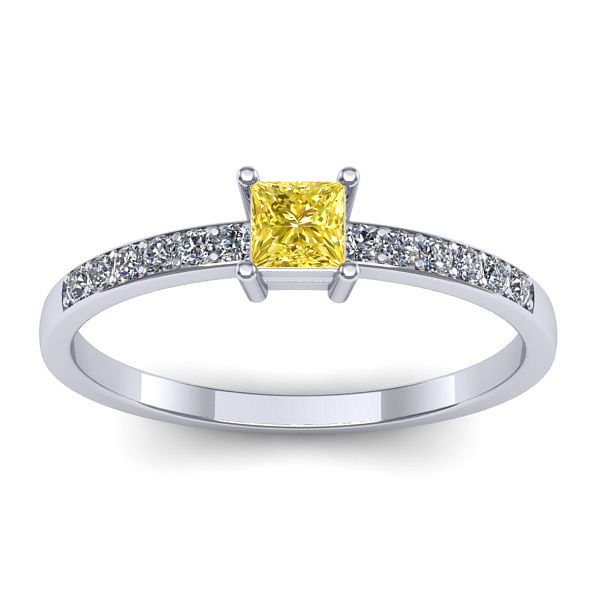 Inel de logodna cu safir galben patrat