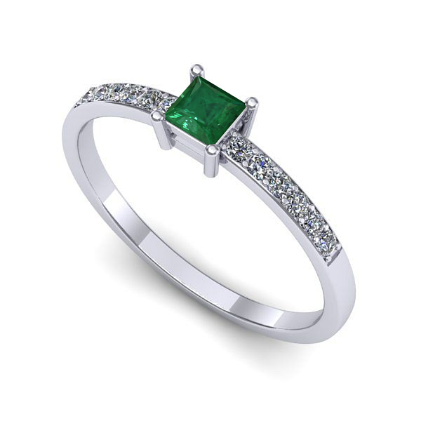 Inel din aur alb cu smarald