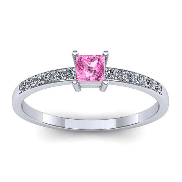 Inel de logodna cu safir roz patrat