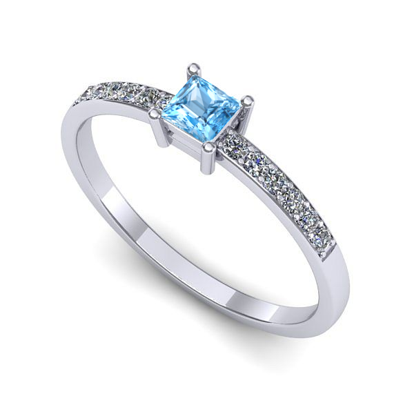 Inel logodna din aur alb cu topaz blue