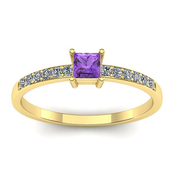 Inel logodna cu ametist patrat