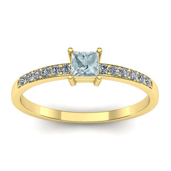 Inel de logodna cu aquamarin patrat