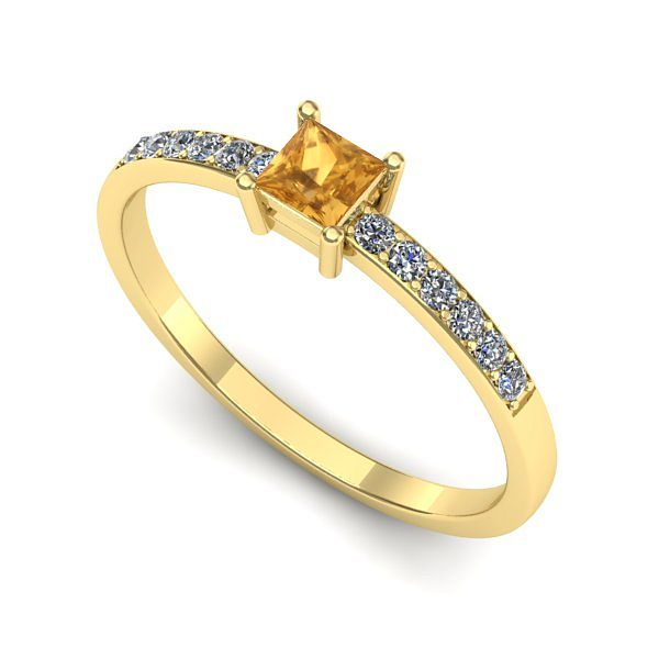 Inel din aur galben cu citrin