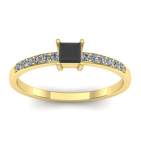 Inel cu diamant negru patrat