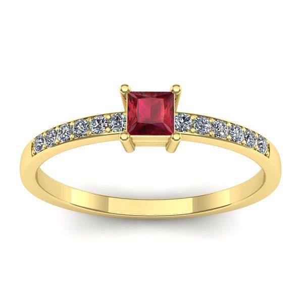 Inel de logodna cu rubin patrat