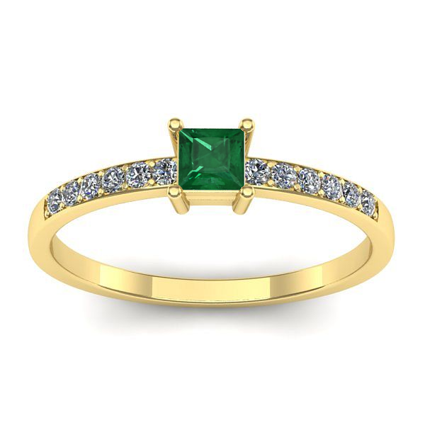 Inel logodna cu smarald patrat