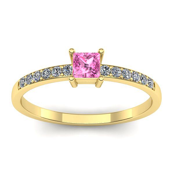 Inel logodna cu safir roz patrat