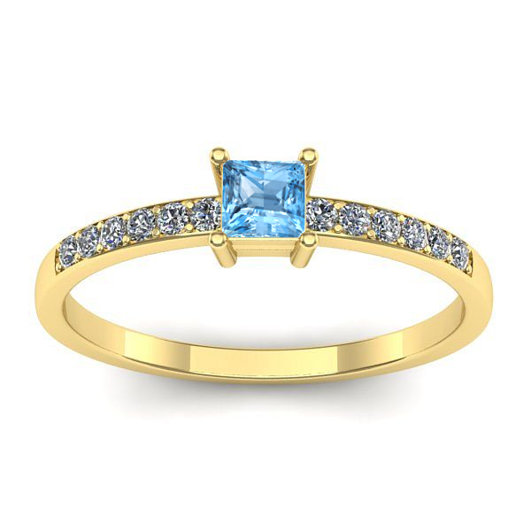 Inel logodna cu topaz blue patrat