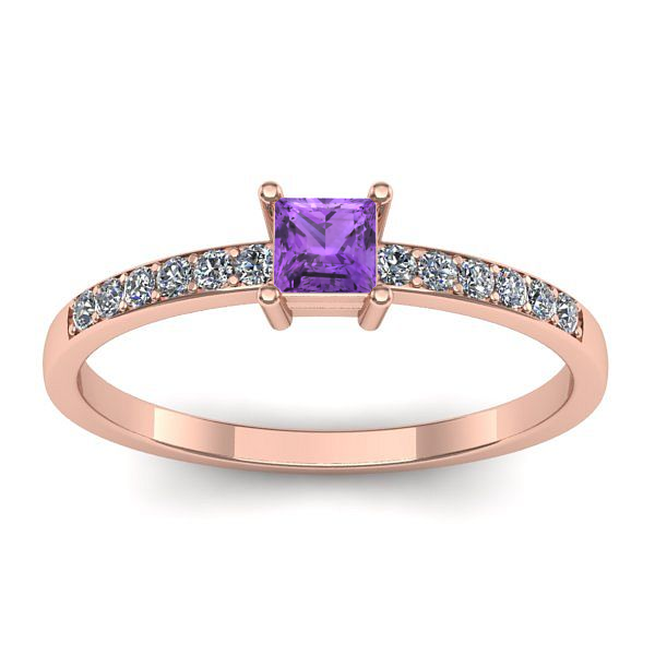 Inel de logodna cu ametist patrat