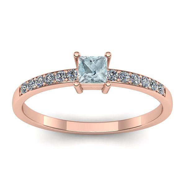 Inel logodna cu aquamarin patrat