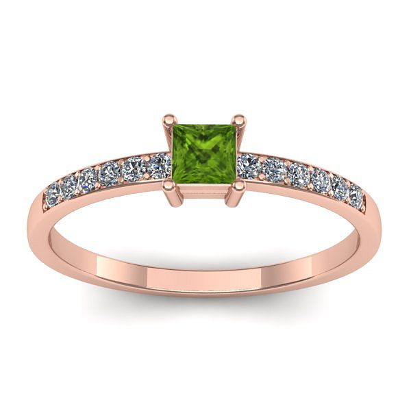 Inel logodna cu peridot patrat