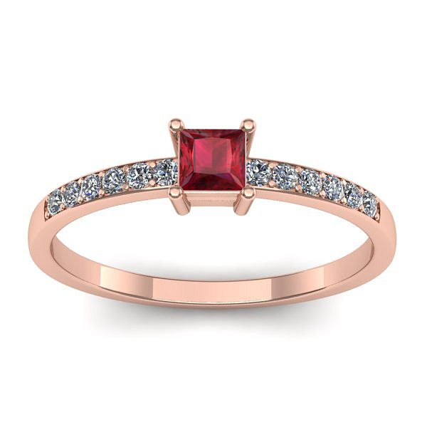 Inel cu rubin patrat