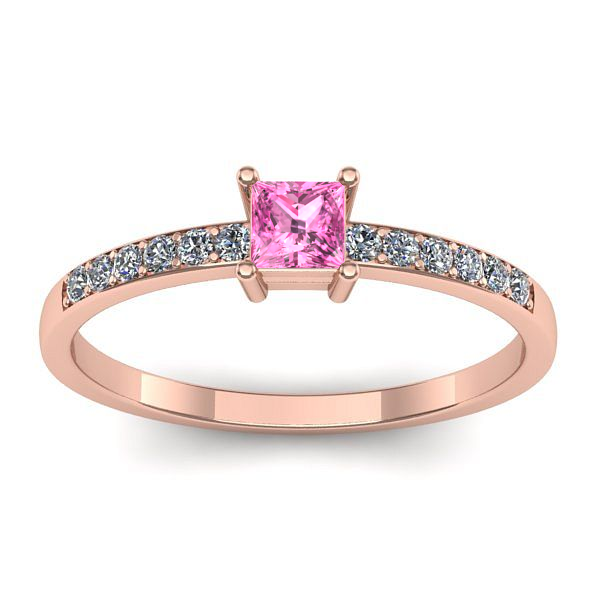 Inel de logodna cu safir roz patrat