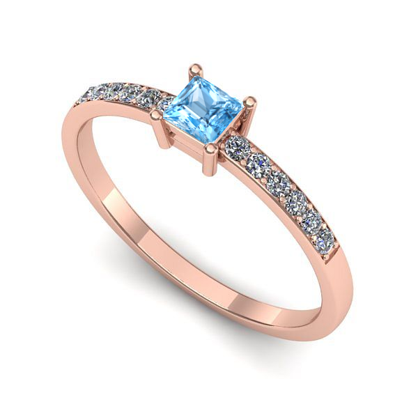 Inel de logodna din aur roz cu topaz blue