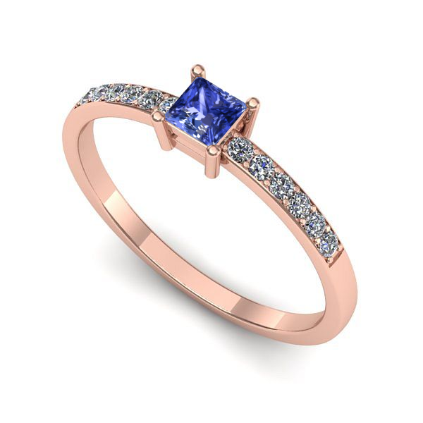 Inel logodna din aur roz cu tanzanit