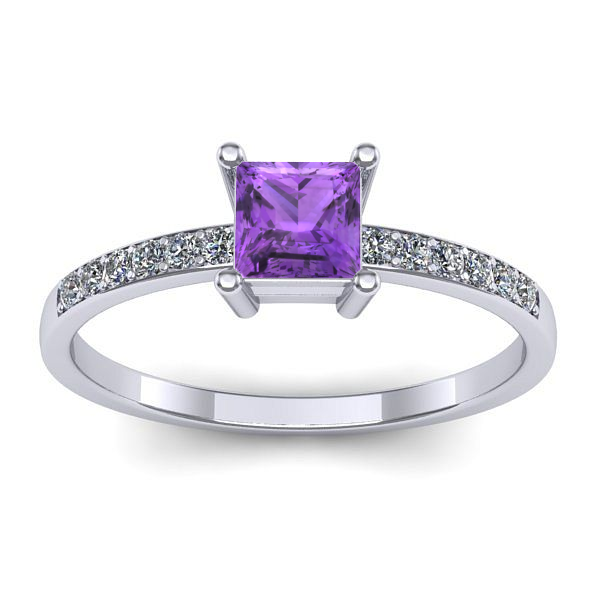 Inel logodna cu ametist patrat