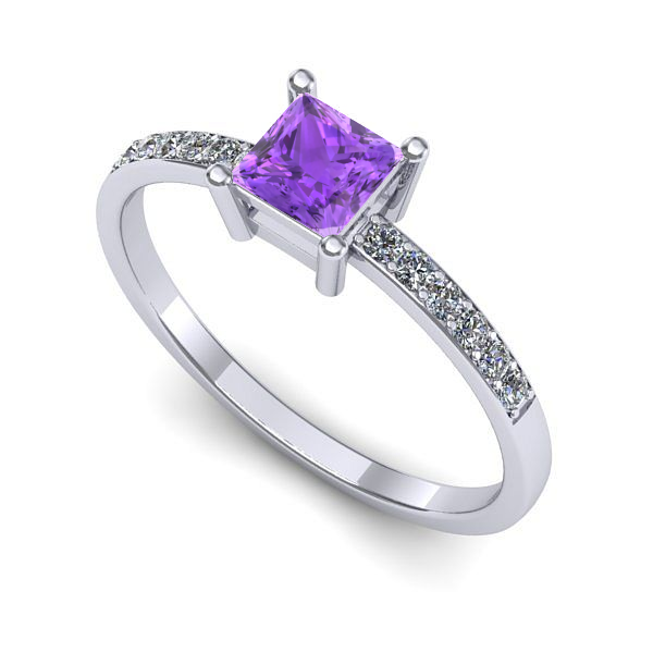 Inel din aur alb cu ametist