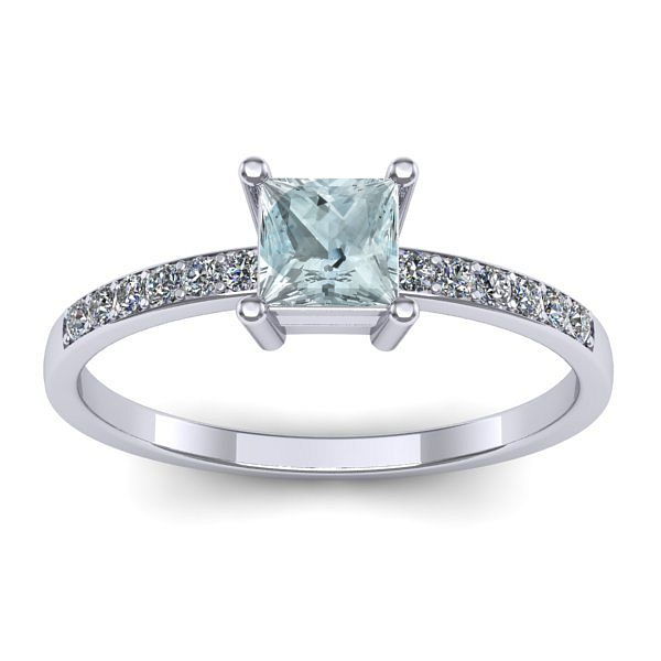 Inel cu aquamarin patrat