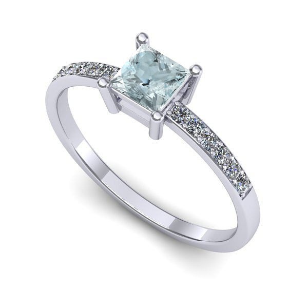 Inel din aur alb cu aquamarin