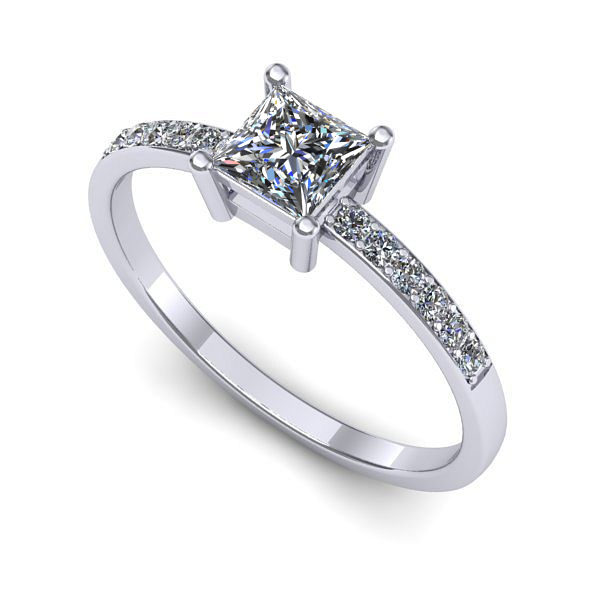 Inel logodna din aur alb cu diamant