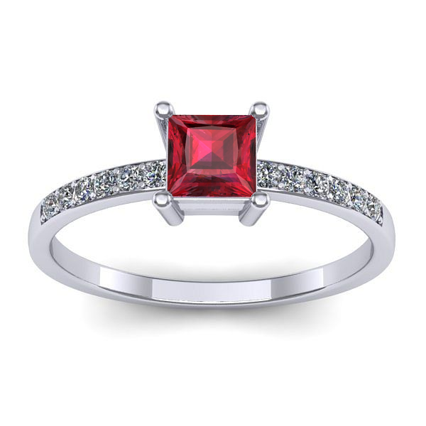 Inel logodna cu rubin patrat