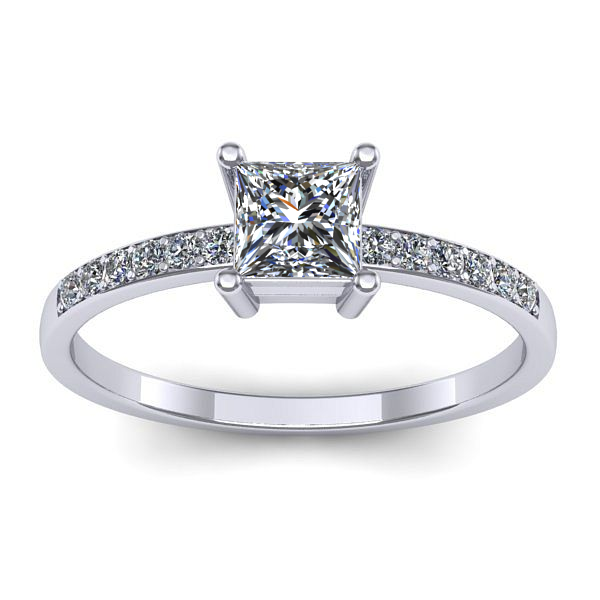 Inel cu safir alb patrat