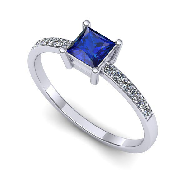 Inel din aur alb cu safir