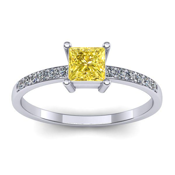 Inel logodna cu safir galben patrat