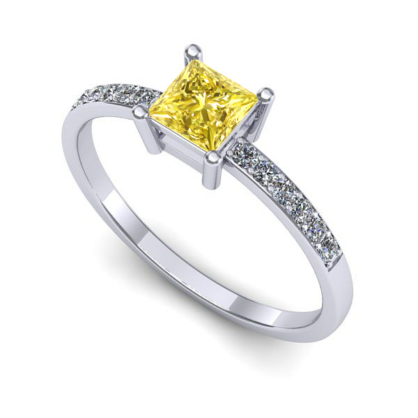 Inel din aur alb cu safir galben