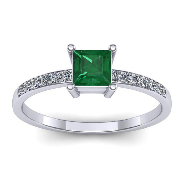 Inel de logodna cu smarald patrat