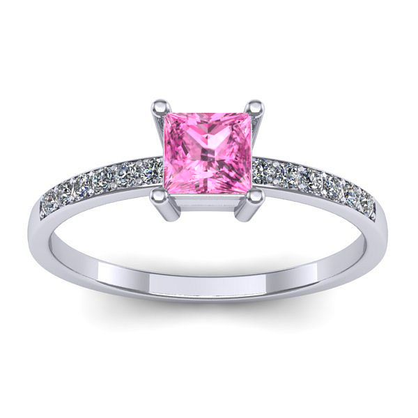 Inel cu safir roz patrat