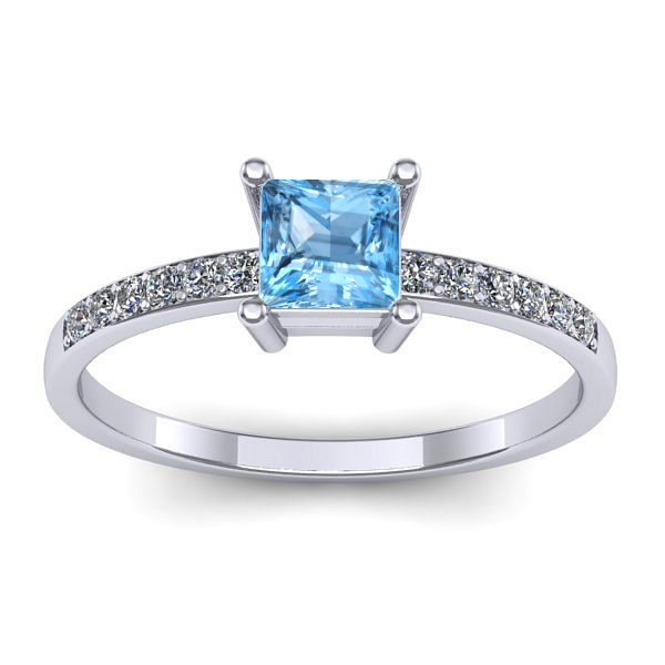 Inel logodna cu topaz blue patrat