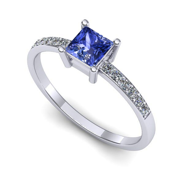 Inel logodna din aur alb cu tanzanit