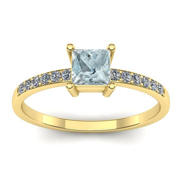 Inel cu aquamarin patrat