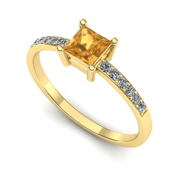 Inel logodna din aur galben cu citrin