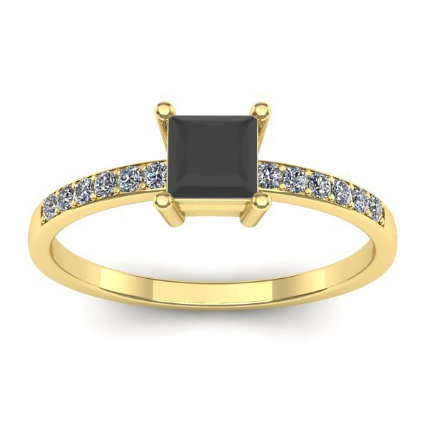 Inel de logodna cu diamant negru patrat