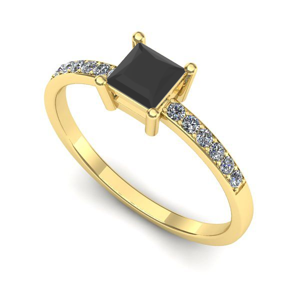 Inel din aur galben cu diamant negru