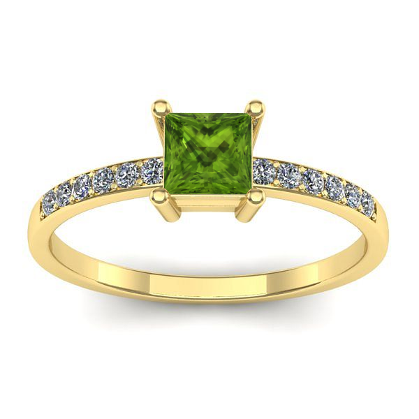 Inel logodna cu peridot patrat
