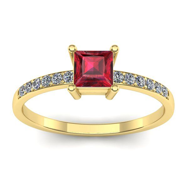 Inel cu rubin patrat